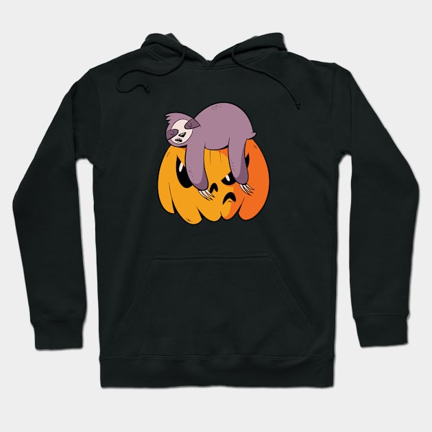 Funny Sloth Sleeping on Jack-o-Lantern Hoodie by SLAG_Creative